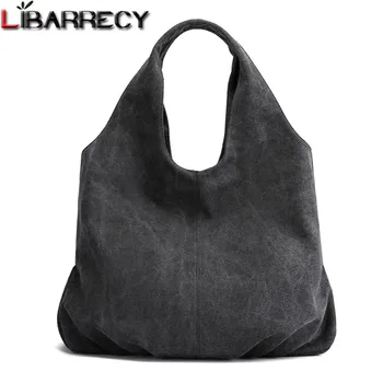 

Casual Large Women Tote Bag Pleated Canvas Female Handbag Gray All-match Travel Large Capacity Shoulder Bag Ladies Sac a Main
