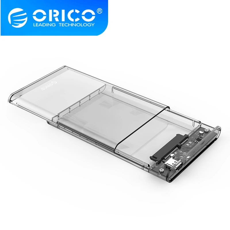 

ORICO 2.5'' SATA to USB C Transparent HDD Case Tool Free 6Gbps Support 4TB UASP Protocol For 9.5mm Below Hard Drive Enclosure