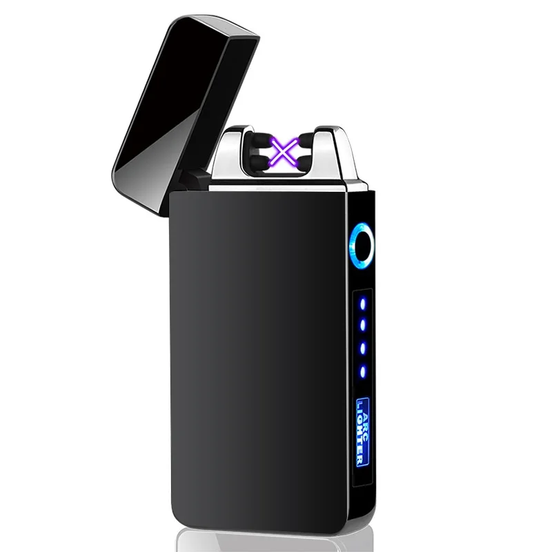 Black Плазменная usb-зажигалка с сенсорным переключателем, зажигалка для сигарет для курения, Электронная зажигалка с выгравированным именем, супертонкая зажигалка - Цвет: Black