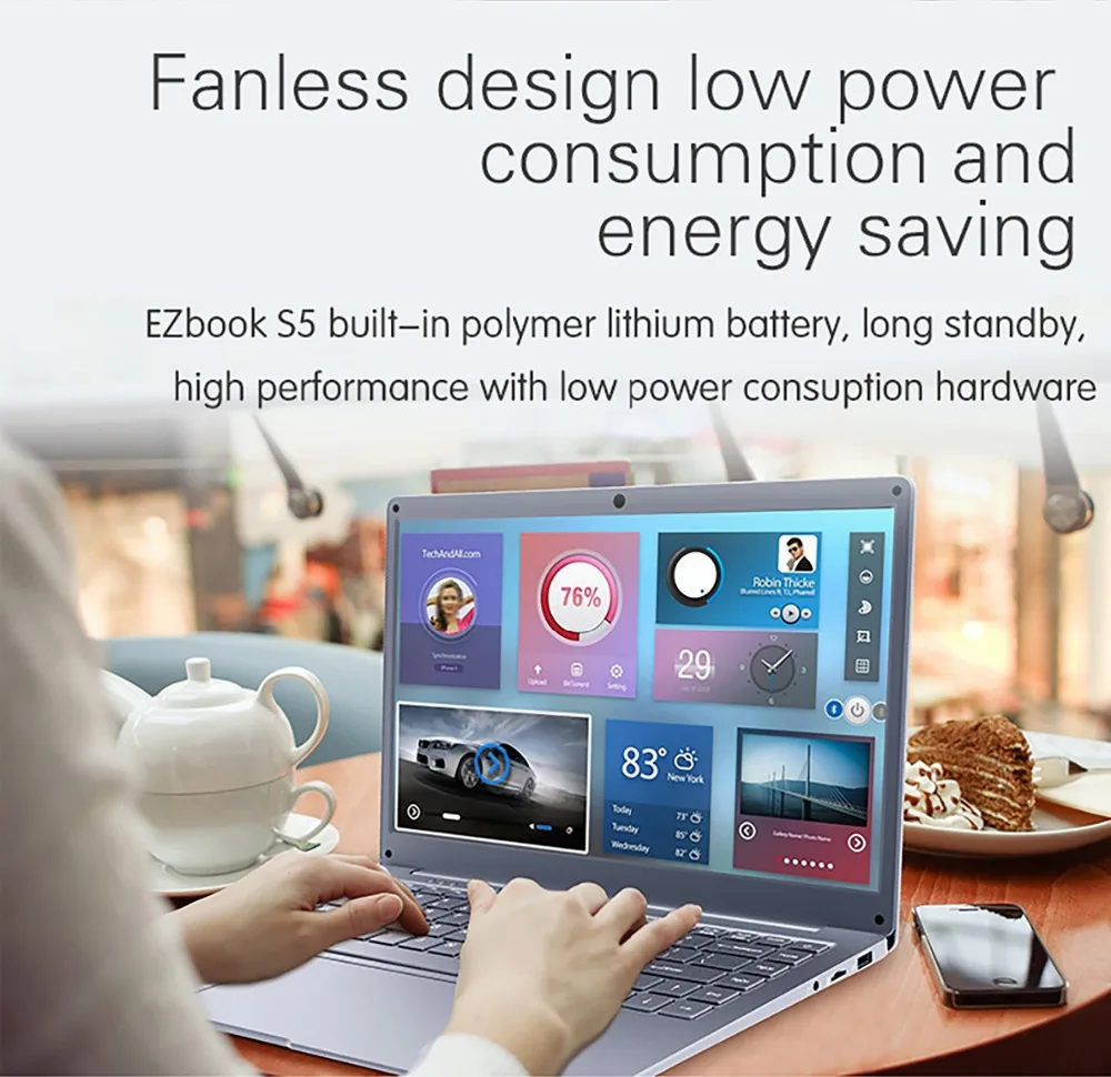 Ультратонкий ноутбук Jumper EZbook S5 14 0 дюйма Apollo N3350 6 ГБ DDR4L + 64 Гб eMMC Windows 10 1920*1080