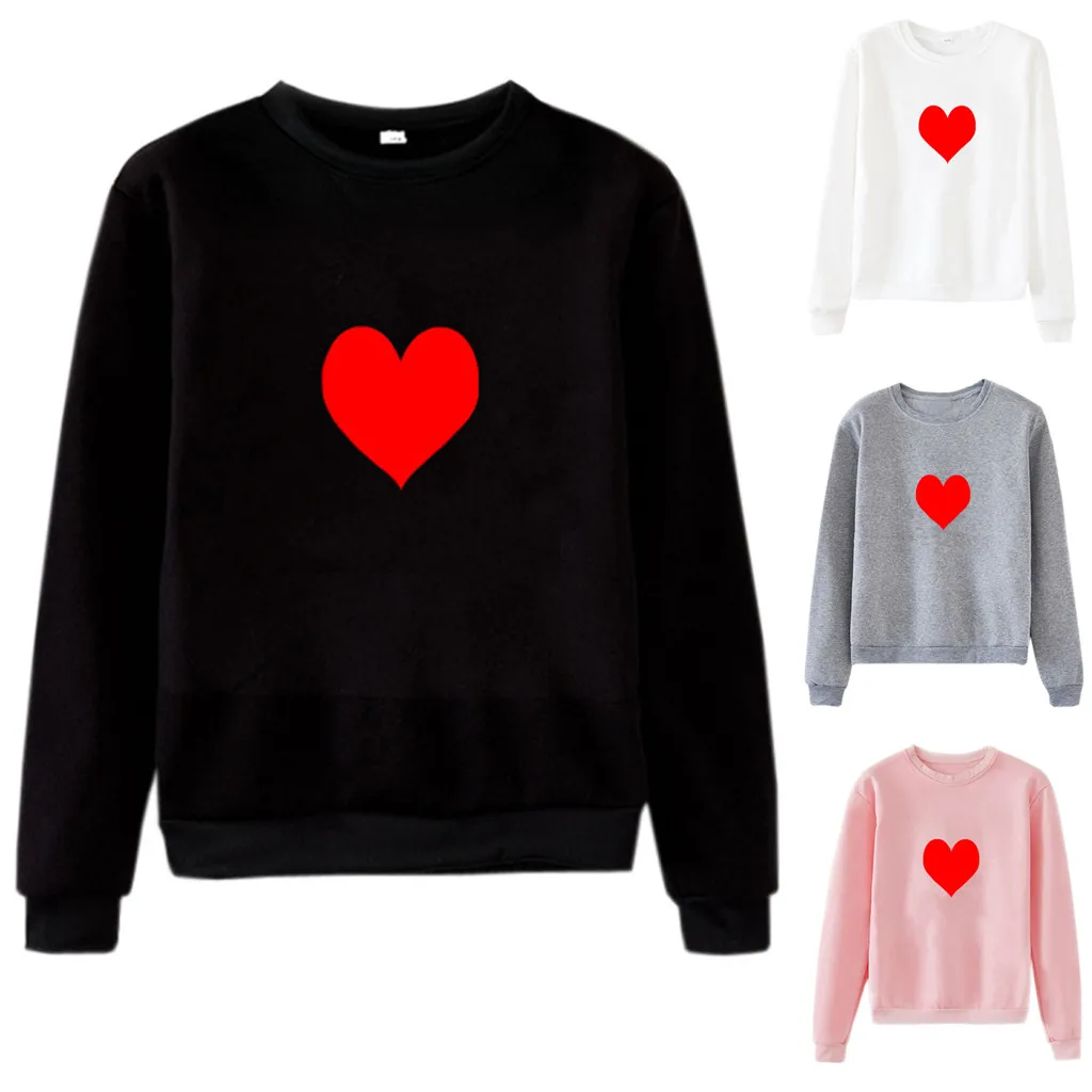

Simple Heart Sweatshirt Women's Casual Long Sleeve O-Neck Sweatshirts Unisex Couple Streetwear Sudaderas Mujer 2019