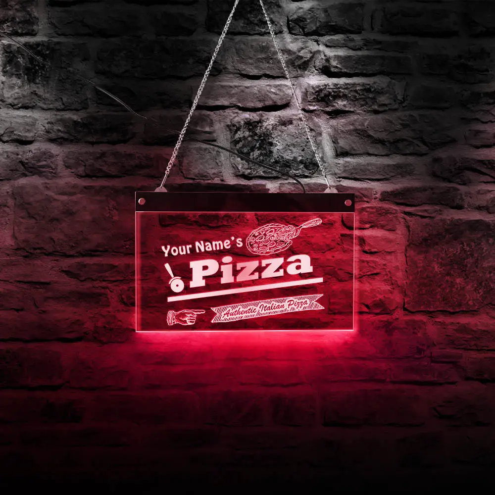 Аутентичный итальянский магазин пиццы светодиодный акриловая табличка на заказ имя освещение Декор настенное искусство Персонализированная Pizzeria неоновая настенная лампа
