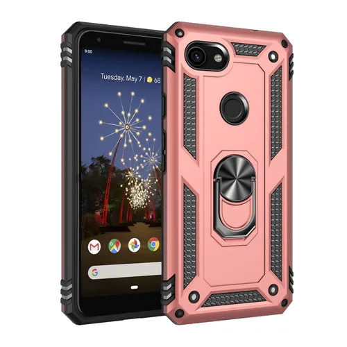 Silver Для Googole Pixel 3a/3a XL двухслойный чехол армейский бронированный адсорбционный сверхмощный Магнитный кольцевой Стенд противоударный жесткий чехол - Цвет: Silver