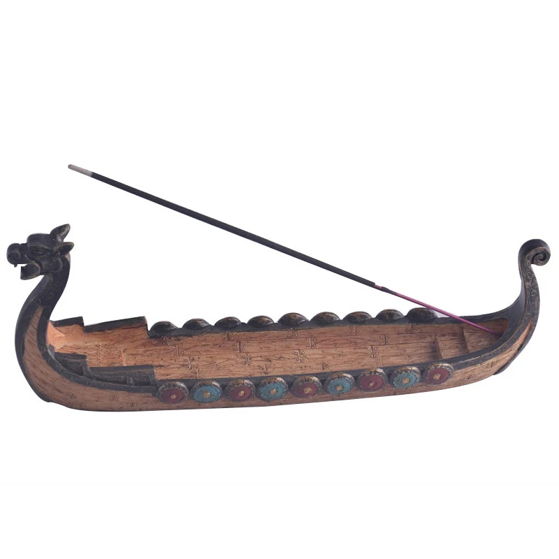 

Hot Sale Dragon Boat Incense Stick Holder Burner Hand Carved Carving Censer Ornaments Retro Incense Burners Traditional Design