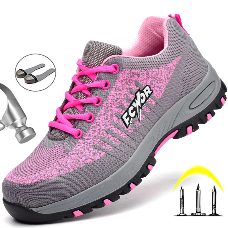 Zapatos de seguridad Unisex, botas de trabajo con punta de acero, botas de seguridad transpirables para exteriores, zapatillas de seguridad para construcción, botas para hombre