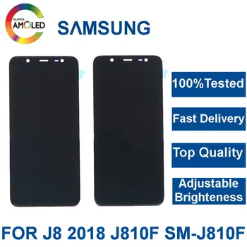 

100% Super AMOLED For Samsung Galaxy J8 2018 LCD J810 J810F Phone LCD Display Touch Screen Digitizer Assembly adjust brightness