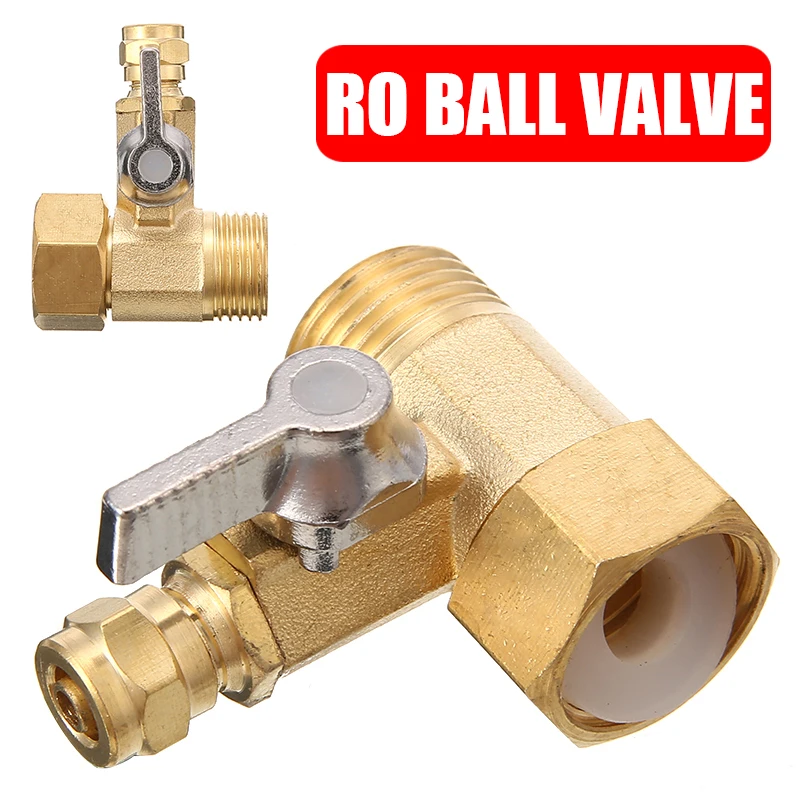 Adaptador de agua de alimentación Mayitr 1/2 a 1/4 grifo de filtro de agua válvula de bola Sistema de ósmosis inversa grifo para inicio Hardware