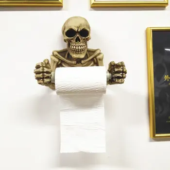 

Novelty Skull Shape Tissue Holder Wall Hanging Kitchen Bathroom Toilet Roll Paper Towel Rack Plastic Holder Home Supplies Hot