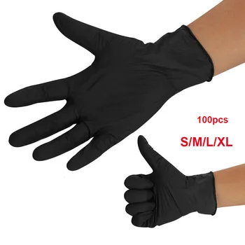 

100 Pcs Mechanic Nitrile Gloves Black Disposable Tattoo Latex Powder Free Workshop Universal Kitchen/Dishwashing/Medical /Work