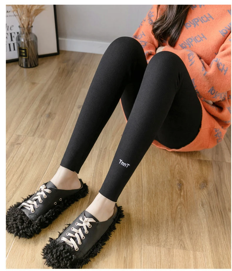 tiktok leggings 2021 New Korean Women's Wool Fleece Long Pants Plush Autumn And Winter Students' Skinny Tights Thermal Sports Leggings For Women carhartt leggings