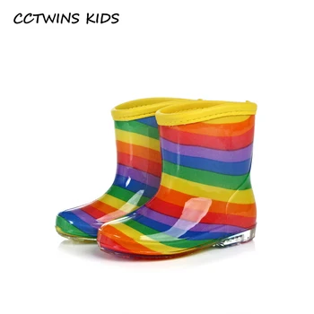 

CCTWINS KIDS 2018 Summer Children PVC Baby Girl Blue Rainbow Boot Boy Wellington Booties Little Kid Brand Waterproof Shoe CR1119