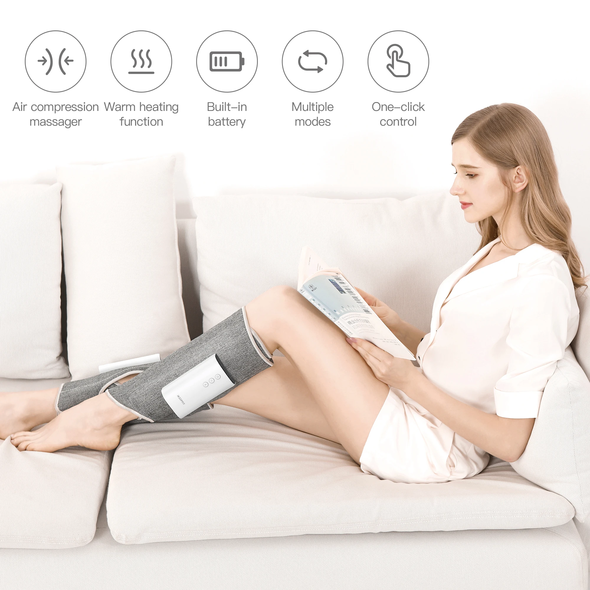 iKEEPFIT Wireless Leg Massager With Smart Air Compression Heating Calf Massage Electric Relief Muscle Pain Relaxation