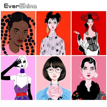 

EverShine Oil Picture By Numbers Abstract Portrait Hand Painted Girl Kits Drawing Canvas Hand Painted Paintings Home Decor