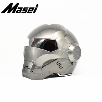 

Masei Iron Man helmet motorcycle Vintage Retro helmet half helmet open face helmet casque Motocross Off Road Touring helmet Gray