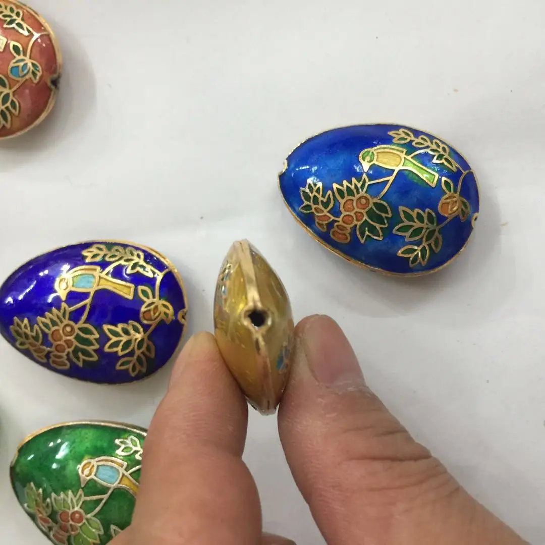 Handmade Colorful Enamel Large Drop Loose Bead Cloisonne Filigree Copper Accessories DIY Jewelry Making Long Necklace Pendants