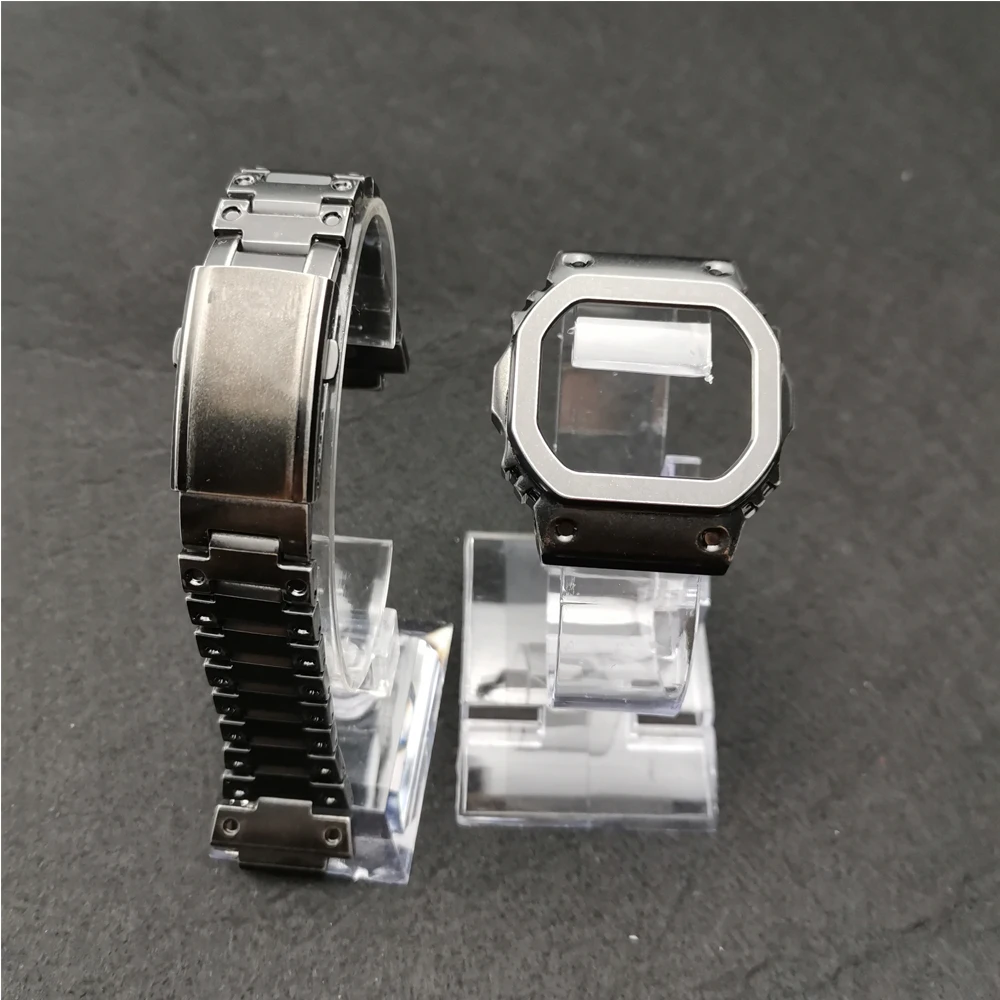 Best Retro Black Watchbands GWM5610 DW5600 GW5000 Watch Strap Case Bezel Set Metal Stainless Steel Bracelet Steel Belt Accessories