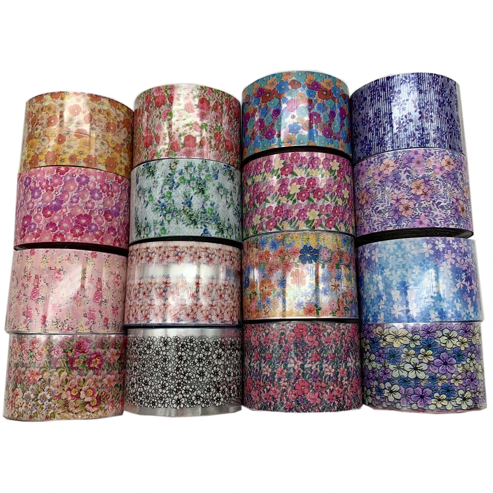 

16 рулонов 3D клейкие наклейки для ногтей с цветами, листьями, звездным небом, наклейки для ногтей «сделай сам», переводные наклейки для маникюра с бабочкой, розой, оптовая продажа