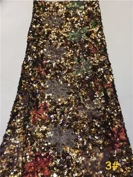 

Embroidery Leaves Pattern Lace with Sequins Hot Sale African French Tulle Mesh Lace Fabric Sequins Lace Fabric for Bridal Z8