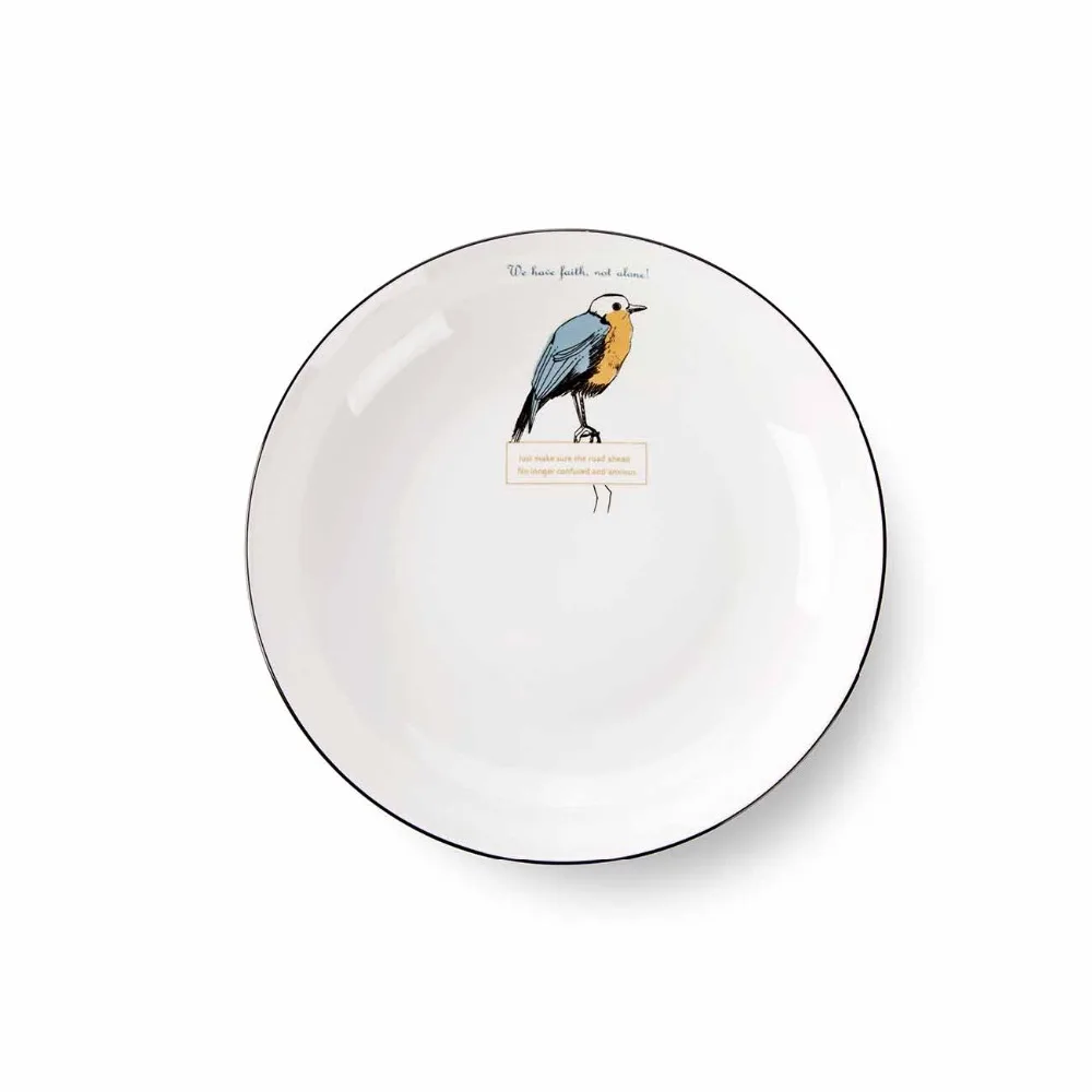 1PC Round Ceramics Western Plate European Style Breakfast Dish Plate Creative Household Tableware White Dish Tray