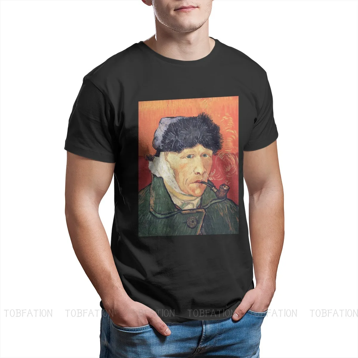 

New Summer Self Portrait with Bandaged Ear and Pipe Cotton Vincent Van Gogh Post-Impressionist Painter Streetwear T-shirt