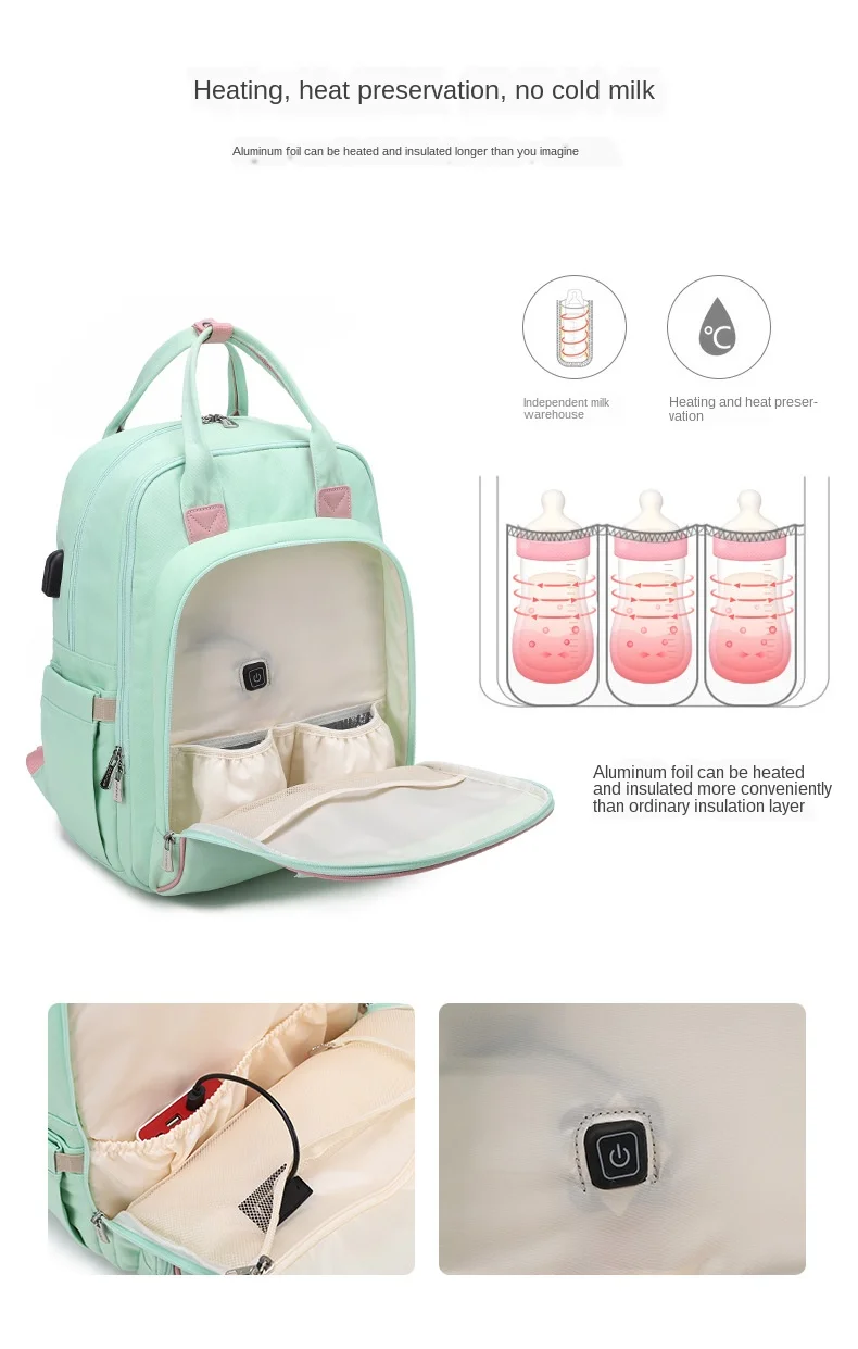 2020 New Fashion Diaper Bag Bottle Heating Multi-Function Mommy Bag Waterproof Travel baby diaper backpack With USB Interface 2020 New Fashion Diaper Bag Bottle Heating Multi-Function Mommy Bag Waterproof Travel baby diaper backpack With USB Interface