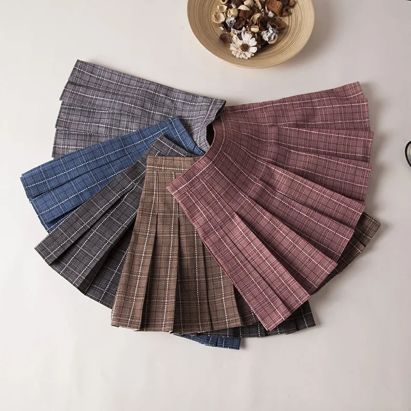 Женская мини-плиссированная юбка Harajuku в консервативном стиле, клетчатые юбки, милая японская школьная форма, Женская кавайная юбка