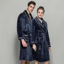 Модный зимний фланелевый банный халат для мужчин и женщин, удлиненный теплый домашний халат с длинными рукавами, мужской Халат
