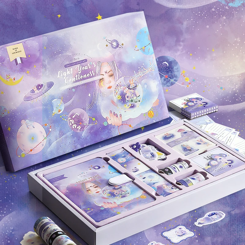 Fairy Tale Style Student Plan Notebook Stationery Set Diary Plan Scrapbook Portable Traveler Journal Notebook
