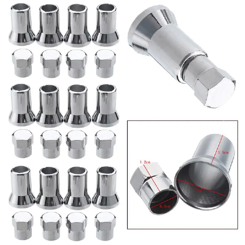 

12pcs/set TR413 Chrome Car Tire Wheel Tyre Valve Stem Hex Cap & Sleeve Cover Kit
