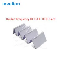 Пассивный, дальнего радиуса действия пластиковый Бланк для распечатки карты радиочастотной идентификация ПВХ Двухчастотная rfid карта 860-960 МГц UHF+ 13,56 МГц Maifare(HF) rfid карта