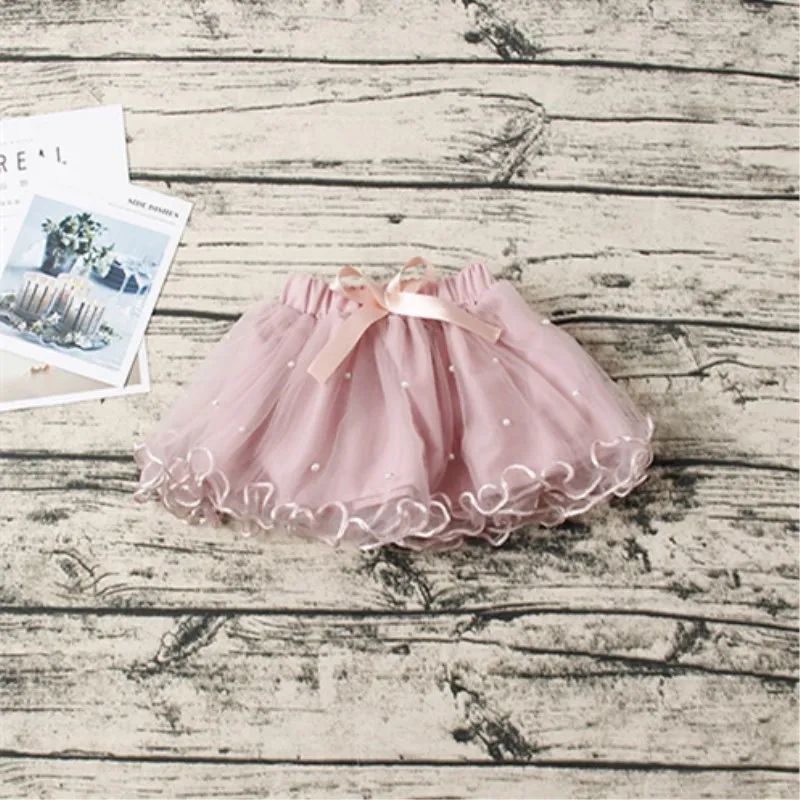 Girls pettiskirt baby tutu skirts toddler infant short cake skirt Pearl children princess Wavy gray tulle puffy skirts