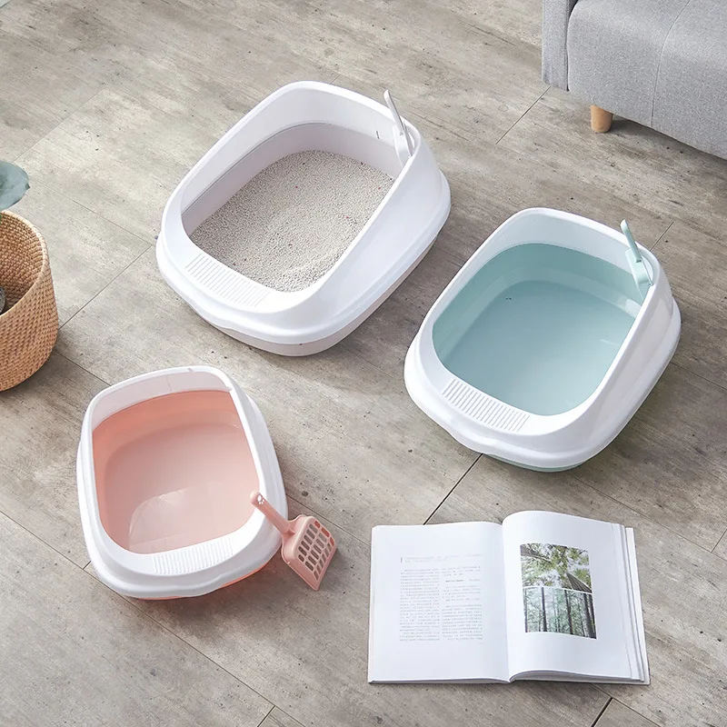 Pet Toilet Large Bedpan Anti Splash Cats Litter Box Cat Dog Tray with Scoop Kitten Dog Clean Toilette Plastic Sand Box Supplies