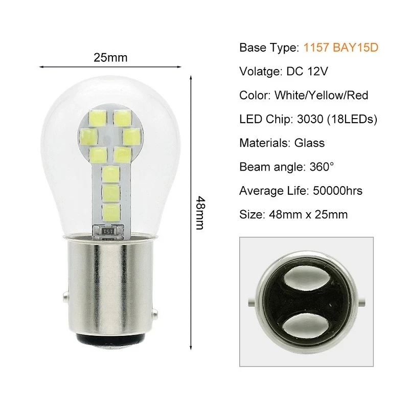 1pcs BA15S P21W 1156 Lâmpada Led 1157 BAY15D P21/5W R5W R10W Luzes de Freio Do Carro 18SMD 3030 Chips DRL Lâmpada de Sinal Super Brilhante