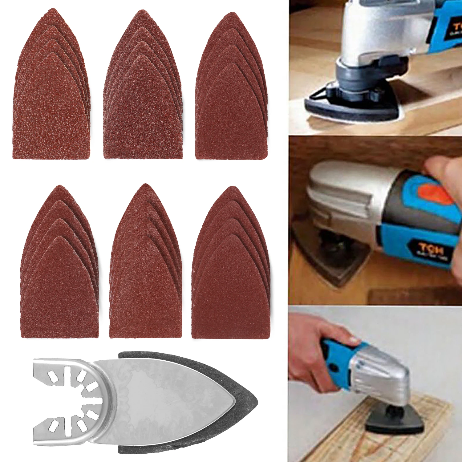 

61pcs Triangle Sandpaper Set Grinding Sandpaper Finger Matte Set 40/60/80/120/180/240 Sandpaper Velcro Finger Grinding Pad