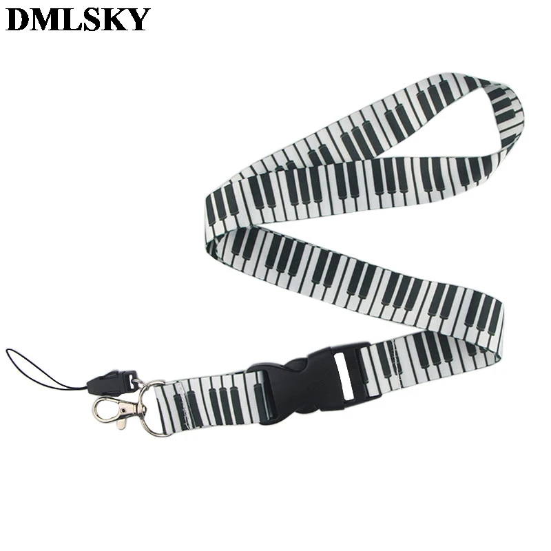 DMLSKY Фортепиано Музыка шнурок для ключей ремешки для ключей значок ID Мобильный телефон Веревка шеи ремешки подарки M3828