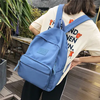 

Solid Color INS Casual Backpack New Style Wear-Resistant Waterproof WOMEN'S Backpack Oxford Cloth Backpack Large Capacity School