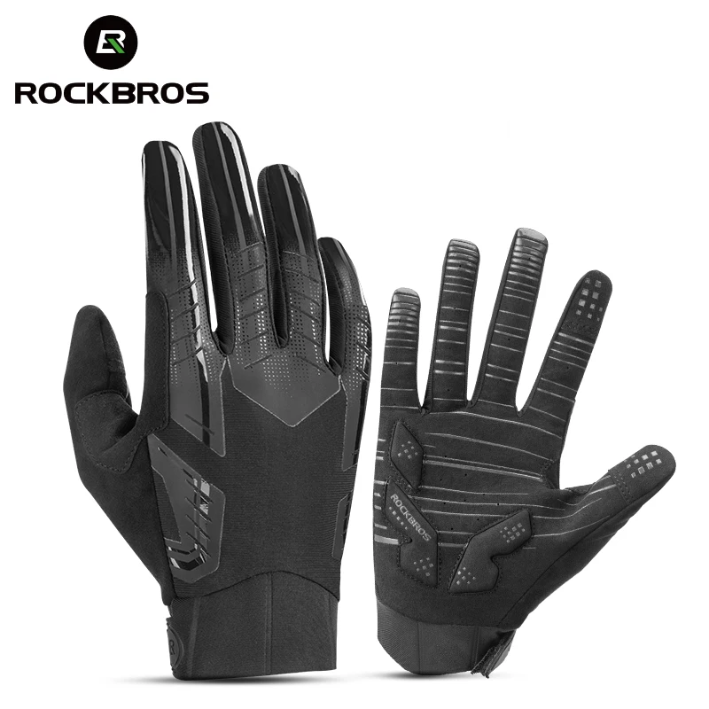 

ROCKBROS Cycling Gloves SBR Shock Absorption Anti-slip Bike Gloves Windproof Warm Breathable Men Women Full Finger MTB Gloves