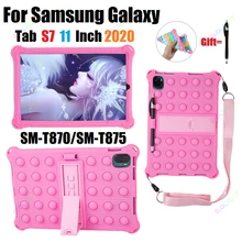 Fidget Pop Tablette pour Samsung Tab S7 11 Pouces 2020 Clapet Pop Son Poussoir pour Galaxy Tab S7 SM T870/SM T875 avec StrapStylus