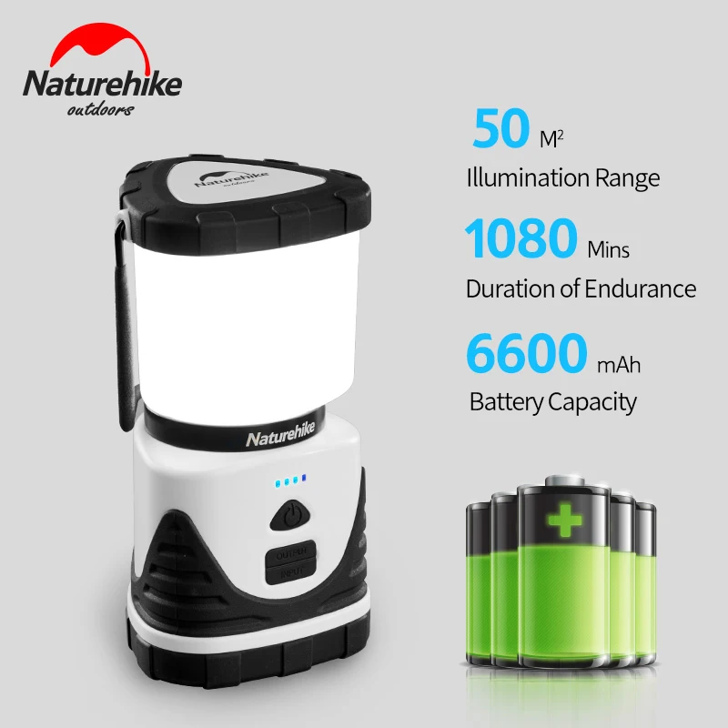 

Naturehike USB Charging Outdoor Camping Tent Light 6600mAh LED Double Color Temperature Adjustable Multi-Function Camping Lamp