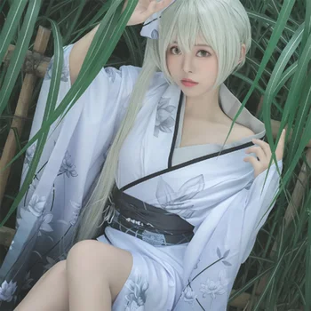 

Animation Decaratives for Anime Yosuga no Sora Kimono Yukata Outfit Kasugano Sora Cosplay Costume Set - White XL
