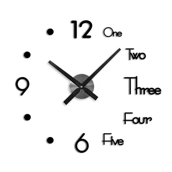 

Quartz Creative Wall Clock DIY Modern Design 3D Letters watch large wall clock with numbers stickers for Home Decoration