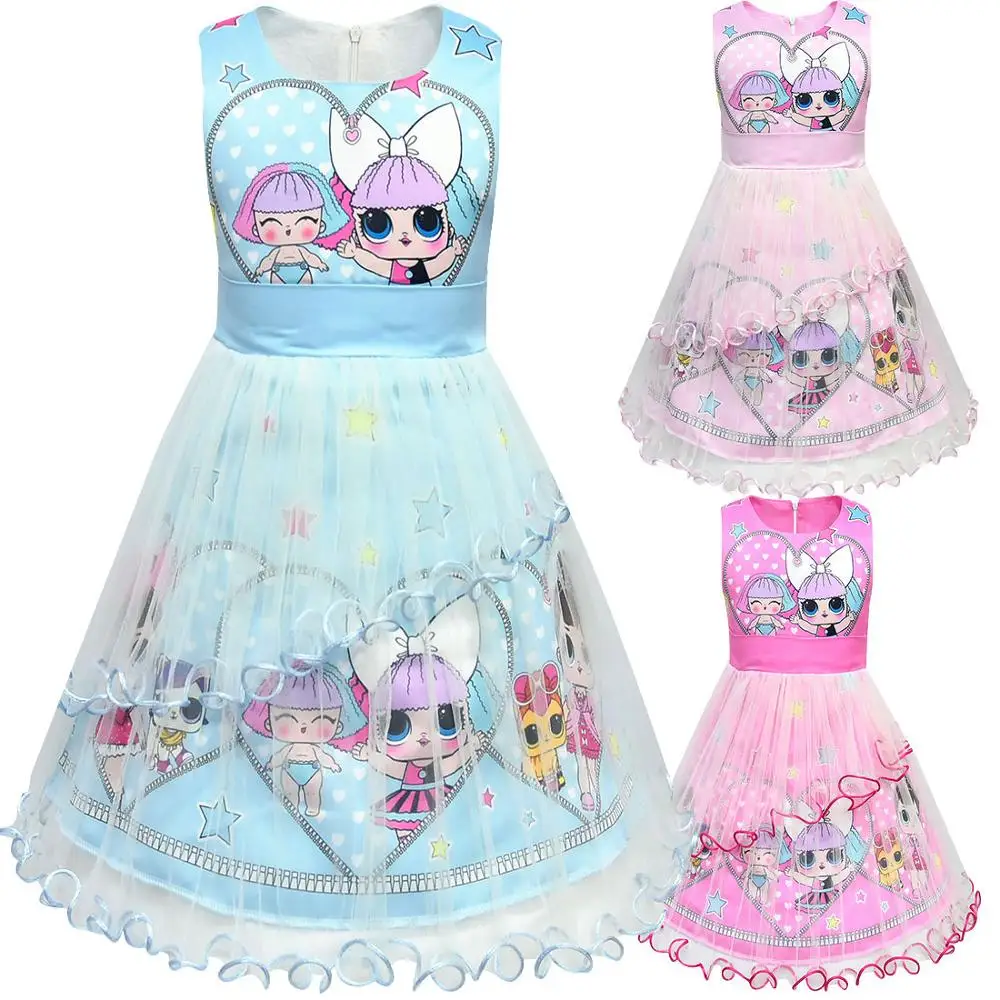 Детское платье принцессы LOL Surprise Doll летнее кружевное Сетчатое без рукавов