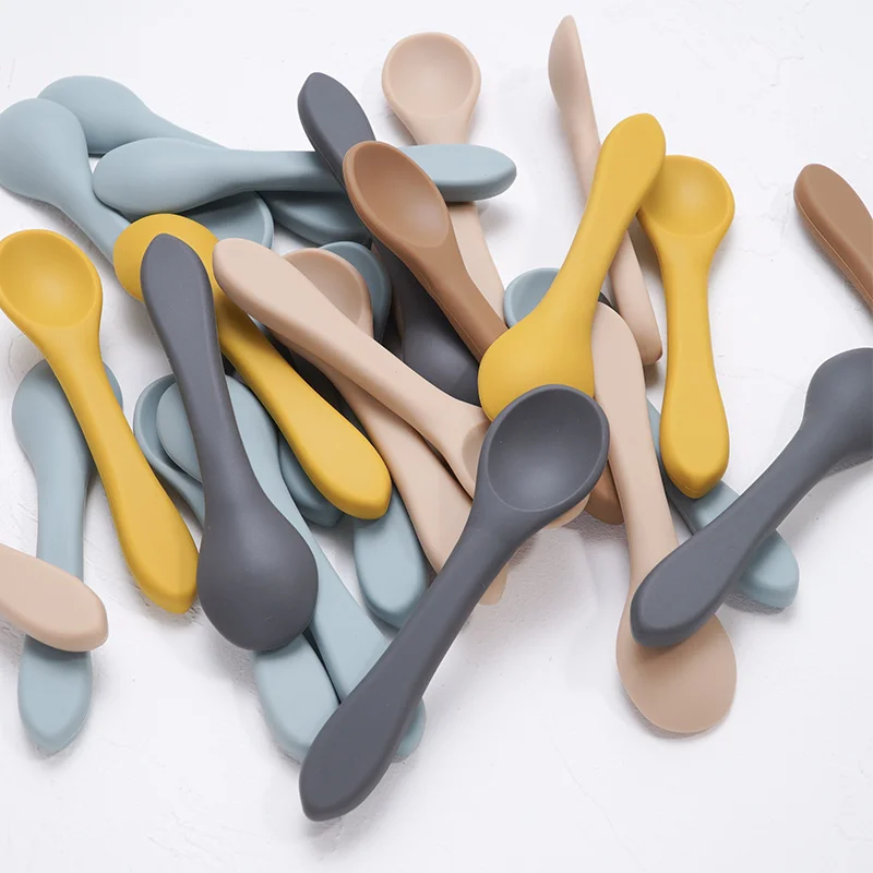 Boys Girls Silicone Spoon Feeding Baby Spoons Toddler Flatware for Kids silicone feeding spoon