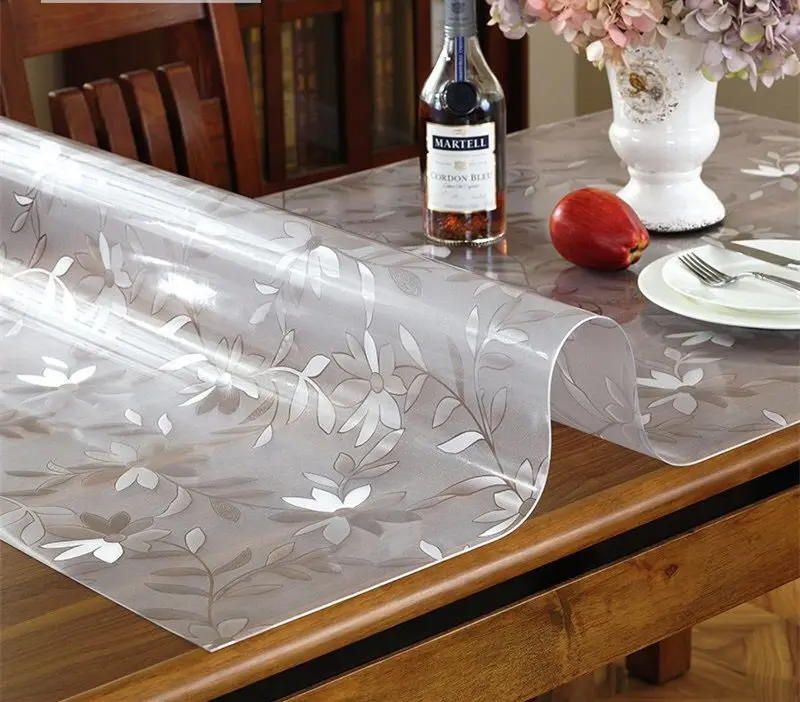 ПВХ прозрачная пленка для стола прямоугольная скатерть чайный стол Водонепроницаемая гладильная Скатерть свадебный гостиничный столик для еды коврик - Цвет: cosmos1.5mm