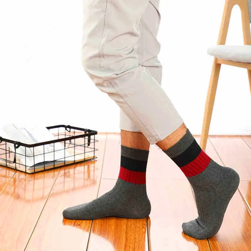5 пар/кор. осенние зимние классические хлопковые носки для мужчин, Лоскутные цвета, повседневные деловые мужские носки, мужские носки