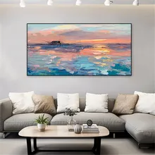 Фотообои Пейзаж Плакат настенное искусство холст живопись с изображением морского пейзажа картина с восходом солнца для гостиной украшения дома без рамки