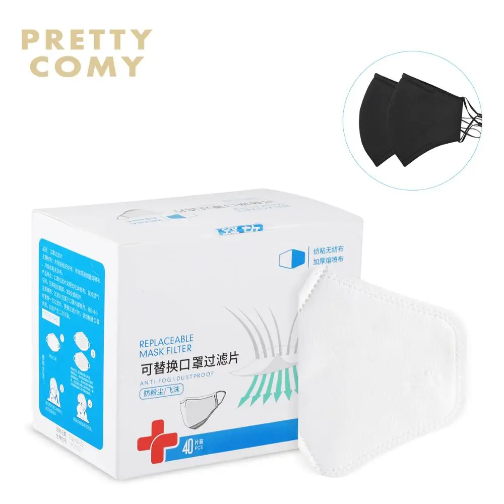 

40 pieces / box replaceable mask filter replacement, waterproof thermostatic dust-proof anti-fog 2 maskS and filter Pads set