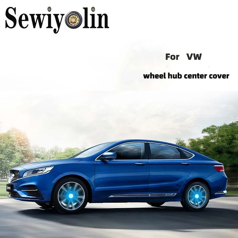 

For VW 4X Hub Light Car Wheel Caps Light Center Cover Lighting Cap Floating Illumination LED Bulb Car Styling Center Cap Hubcap