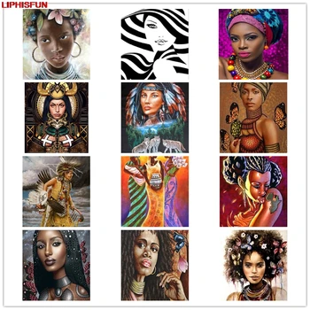 

5D Full Drill Diy Diamond Painting Cross Stitch Resin Square/round Diamond Embroidery Home Decoration African woman girl flower