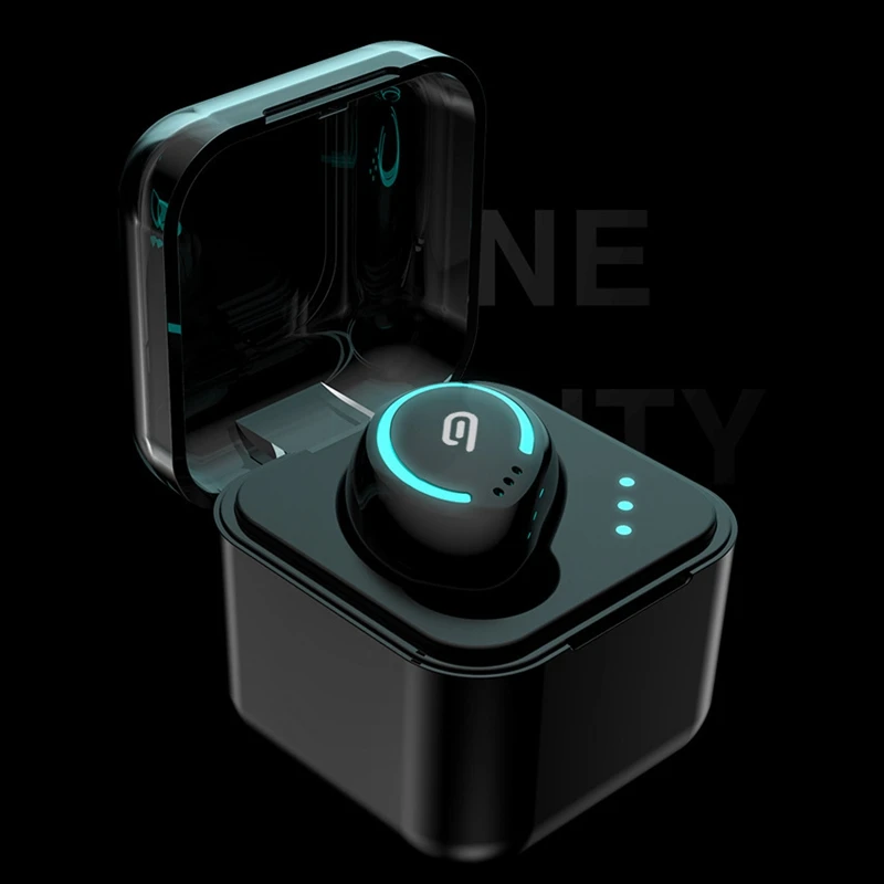 Single Ear Wireless Mini Bluetooth Headset with Invisible Earbud Sports with Charging Bin 5 0 Earbuds Press Waterproof Headset